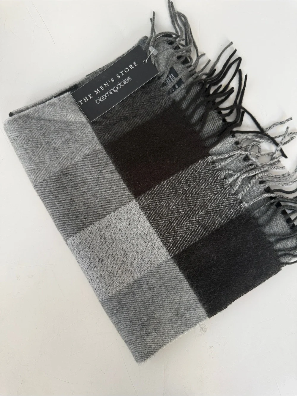 The Bloomingdale’s Men's Store Black and Gray Check Scarf